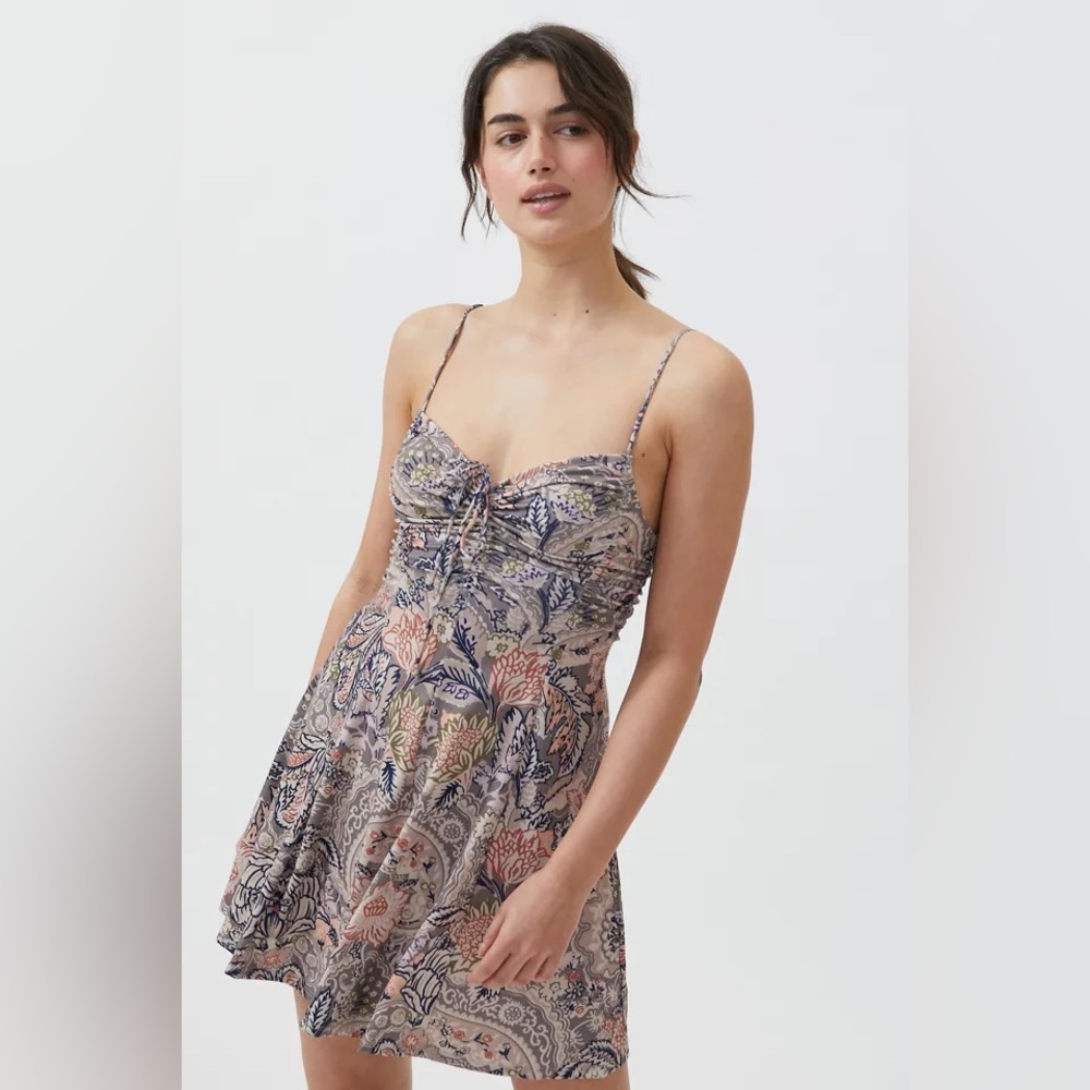 UO Dasha Ruched Bodice Mini Dress
